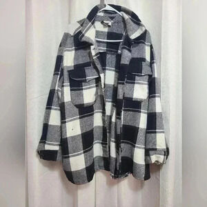 Plus Size Checkered Shacket-Small Stain on Wrist